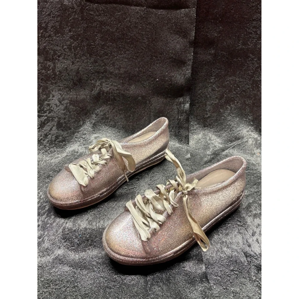 Melissa Be Disney Mickey Minnie‎ Mouse Pink Glitter Jelly Sneakers Shoes Size 3